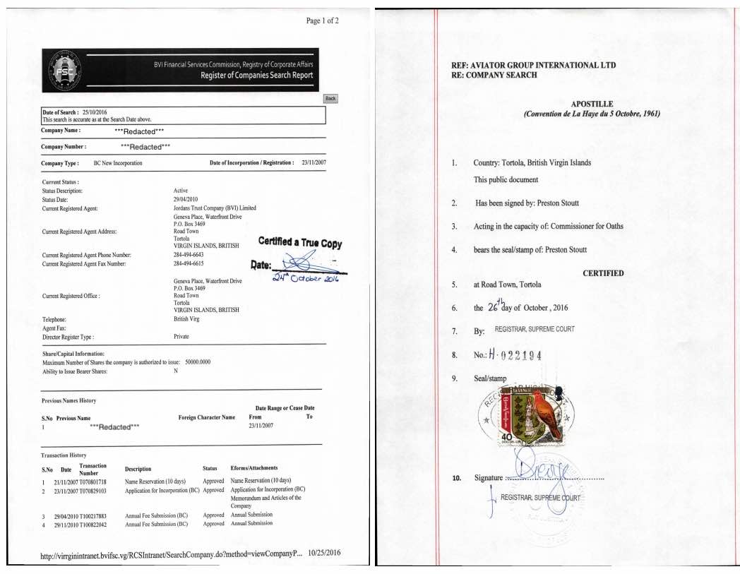 BVI Company Documents